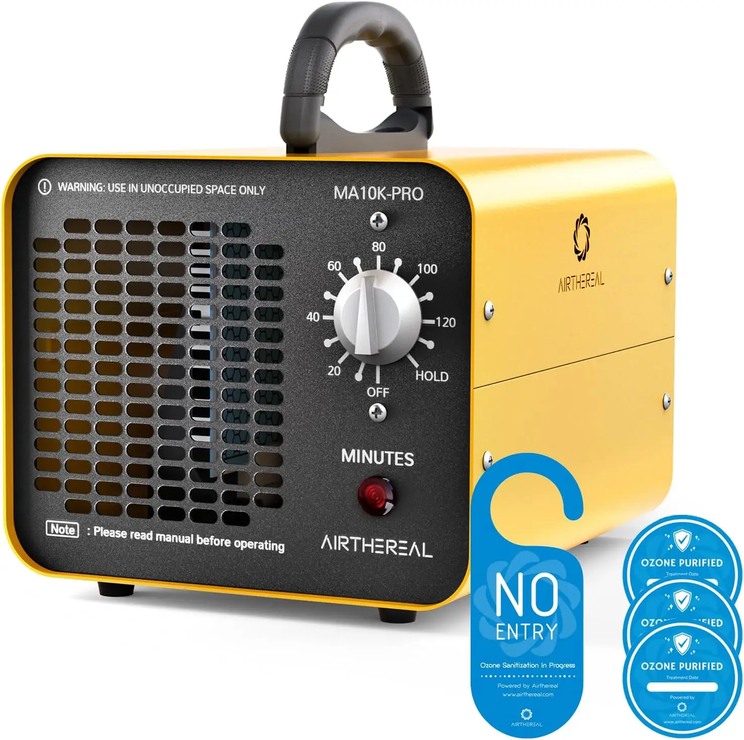 

MA10K-PRO Ozone Generator - High Capacity O3 Machine for Areas of 3500+ Square Feet, Home Ionizer Odor Remover, Yellow