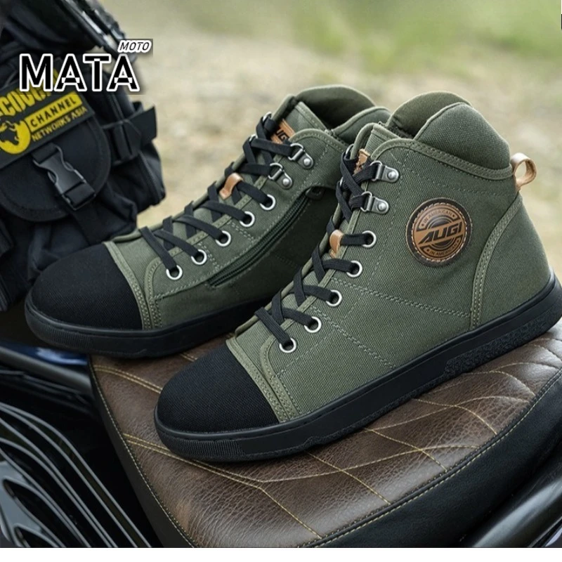 Retro Breathbale Motorcycle Riding Shoes Men Women Anti Sprain Foot Safety Boots Motorbike Boots Botas Moto Tear Resistance