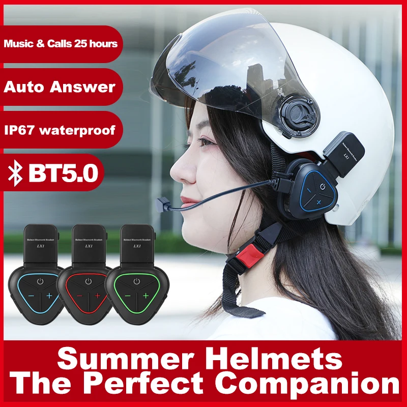 Noise Cancelling Motorbike Bluetooth Headphones Bluetooth Motorcycle Helmet Headset With 3D Surround Sound Long Range  Wireless IPX6 Waterproof 20H Battery Life Noise Cancelling For Rider