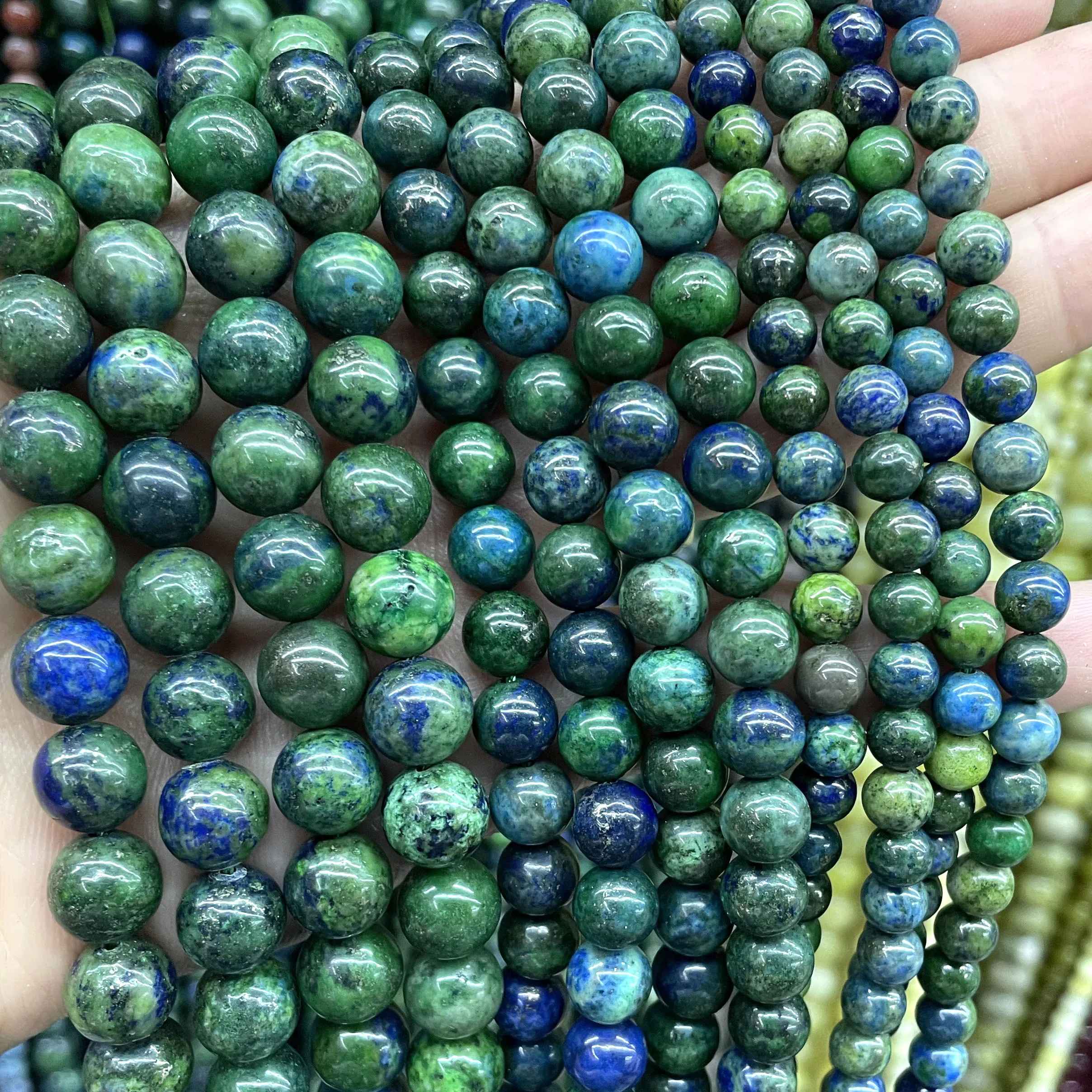 4 6 8 10MM Natural Stone Chrysocolla Azurite Spacer Round Beads For Jewelry Making Diy Bracelet Necklace Accessories
