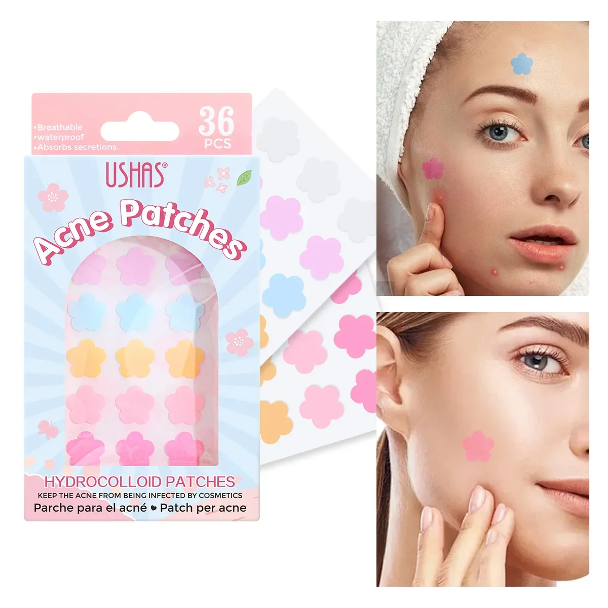 Lightweight Hydrocolloid Acne Patch Concealer Breathable Little Flower Design for Cleaned Pimples & Acne Prints Makeup Friendly