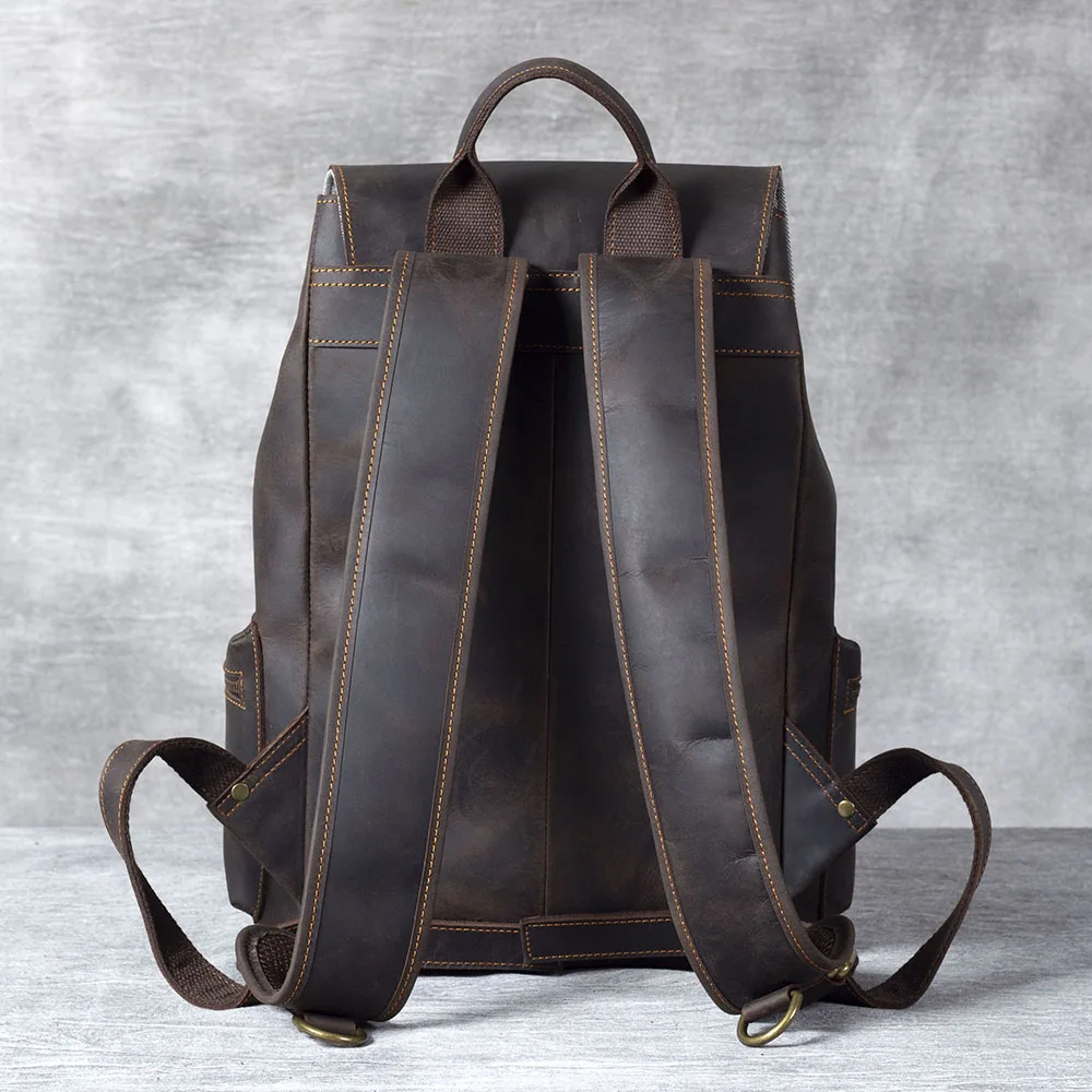S.WORKER Vintage Echtleder-Rucksack Laptop-Tasche Lässiger Crazy-Horse-Leder-Schulrucksack – Detail 9