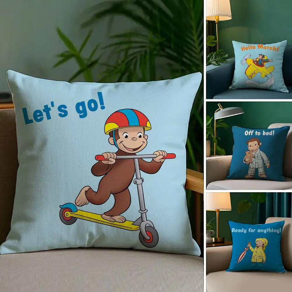 الغريبة G-جورج الكرتون كيس وسادة أريكة غرفة المعيشة غرفة نوم الوجهين الطباعة مربع وسادة قيلولة الوقت كيس وسادة