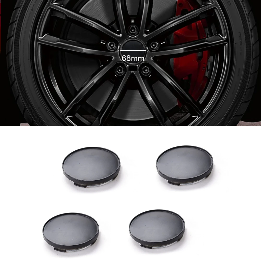 

4pcs Auto Tire Durable Black Plastic Styling Decoration Parts Car Wheel Center Hub Caps 68mm Cover Universal Kit Car Accessories