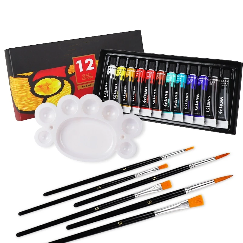 12/24 Colors 12ml Professional Glass Acrylic Paint Set Hand Painted Wall Paint Tubes Artist Draw Painting Pigments Drawing Tubes