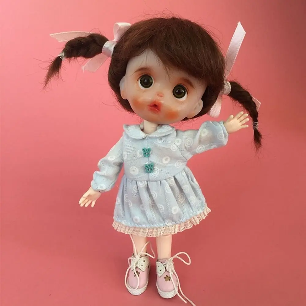 Neue handgemachte Blumen bedruckte Kleider Mode DIY Puppen Prinzessin Kleid Kleidung Zubehör für 1/11 OB11 Puppen/für 1/12 BJD