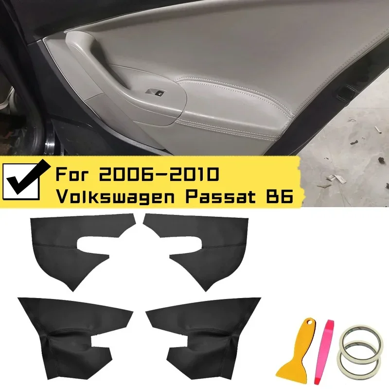 For 2006-2010 Volkswagen Passat B6 Door Armrest Panel Cover 4 Doors Car Black Microfiber Leather Armrest Cover Auto Interior