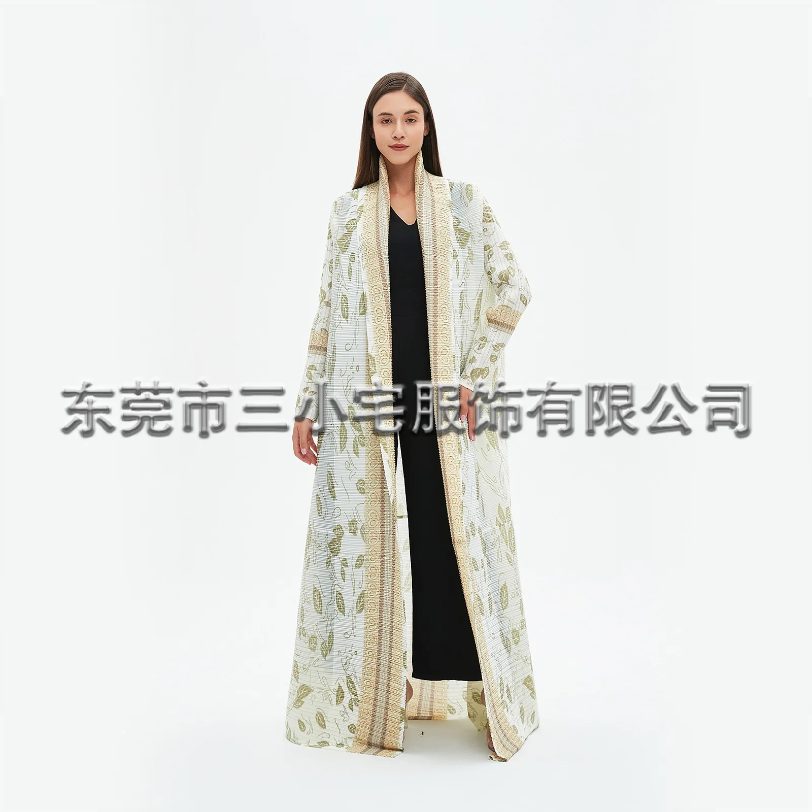 Pleats Pleated Jacket Extended Arabesque Trench Coat Loose Printed Poncho Women Plus Size Clothing Elegant Tops