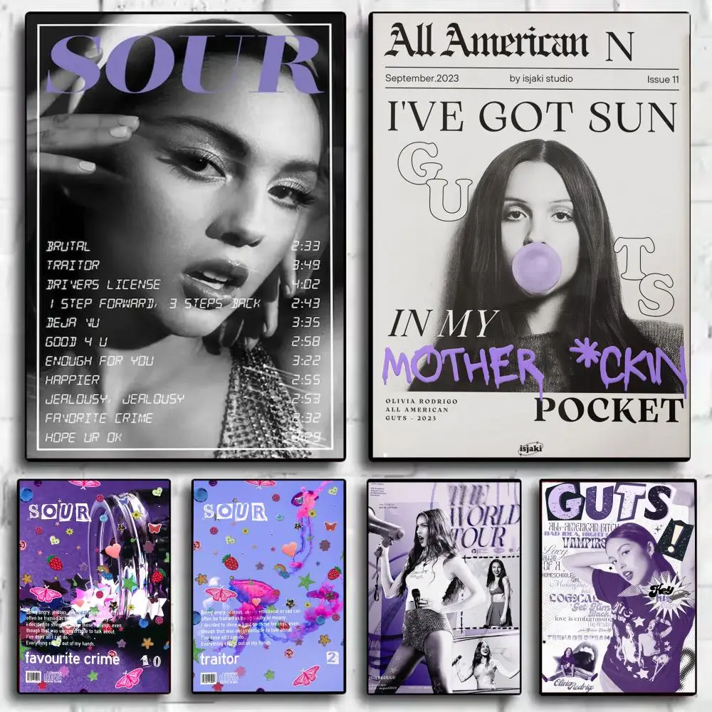 Póster de álbum de cantante Pop O_Olivia R_Rodrigo, pegatinas decorativas para pared, Mural, impresión fotográfica para decoración del hogar, sala de estar y pasillo