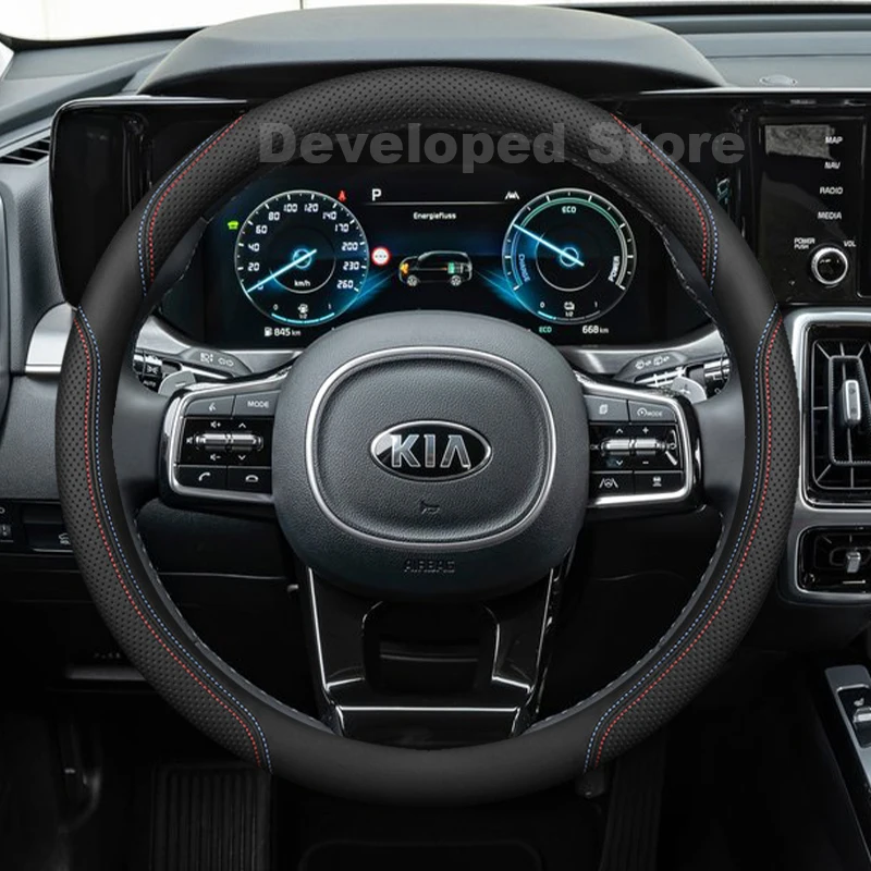 

Car Steering Wheel Cover For Kia Sorento UM MK2 XM 2024-2008 RIO 2/3/4 parts Leather Auto Steering Wheel Kia Sorento Accessories