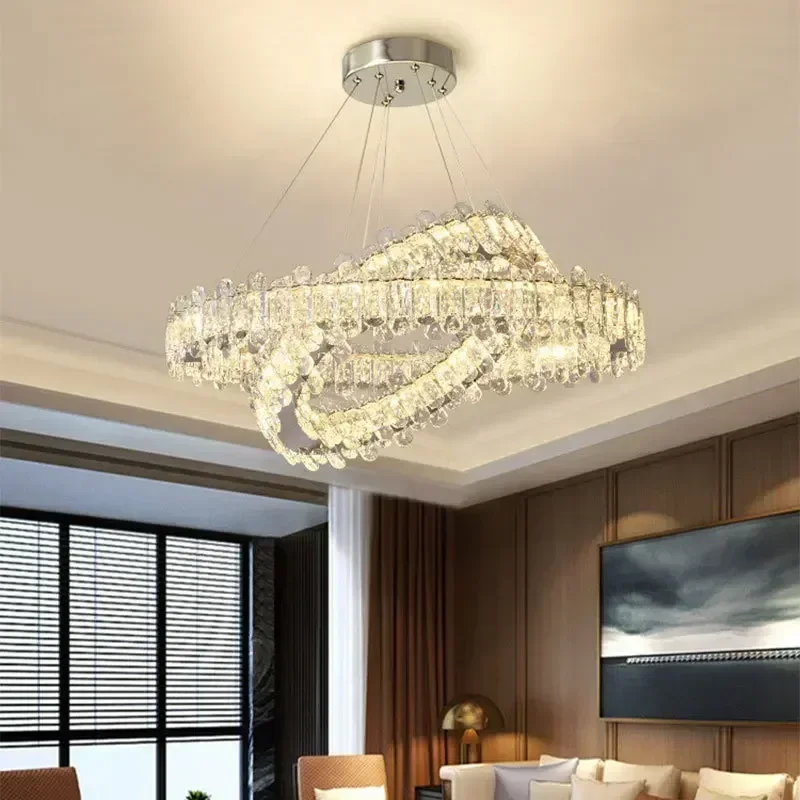 

Post-modern minimalist bedroom lamp designer ring living room lamp crystal chandelier