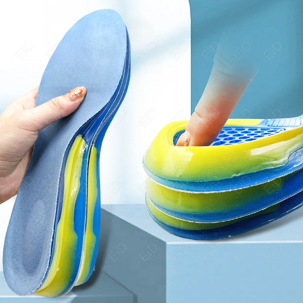 EiD Silicone Anti-Slip Gel Soft insoles Orthotic Arch Support Foot Pain Massaging Sport Shoe Anti-Shock Insoles Pad Man Women