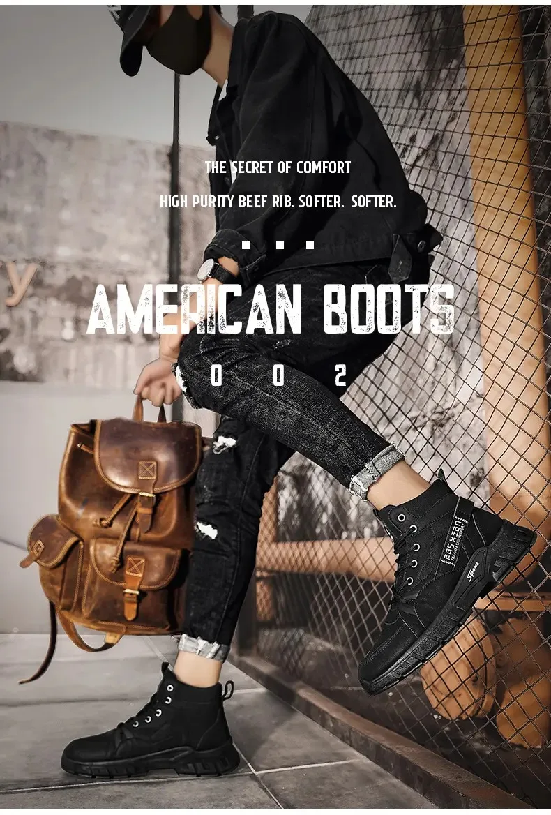 새로운 하이탑 캔버스화, 숏부츠, 작업화, 패셔너블한 캐주얼 트렌디 신발, 남성 신발 스니커즈