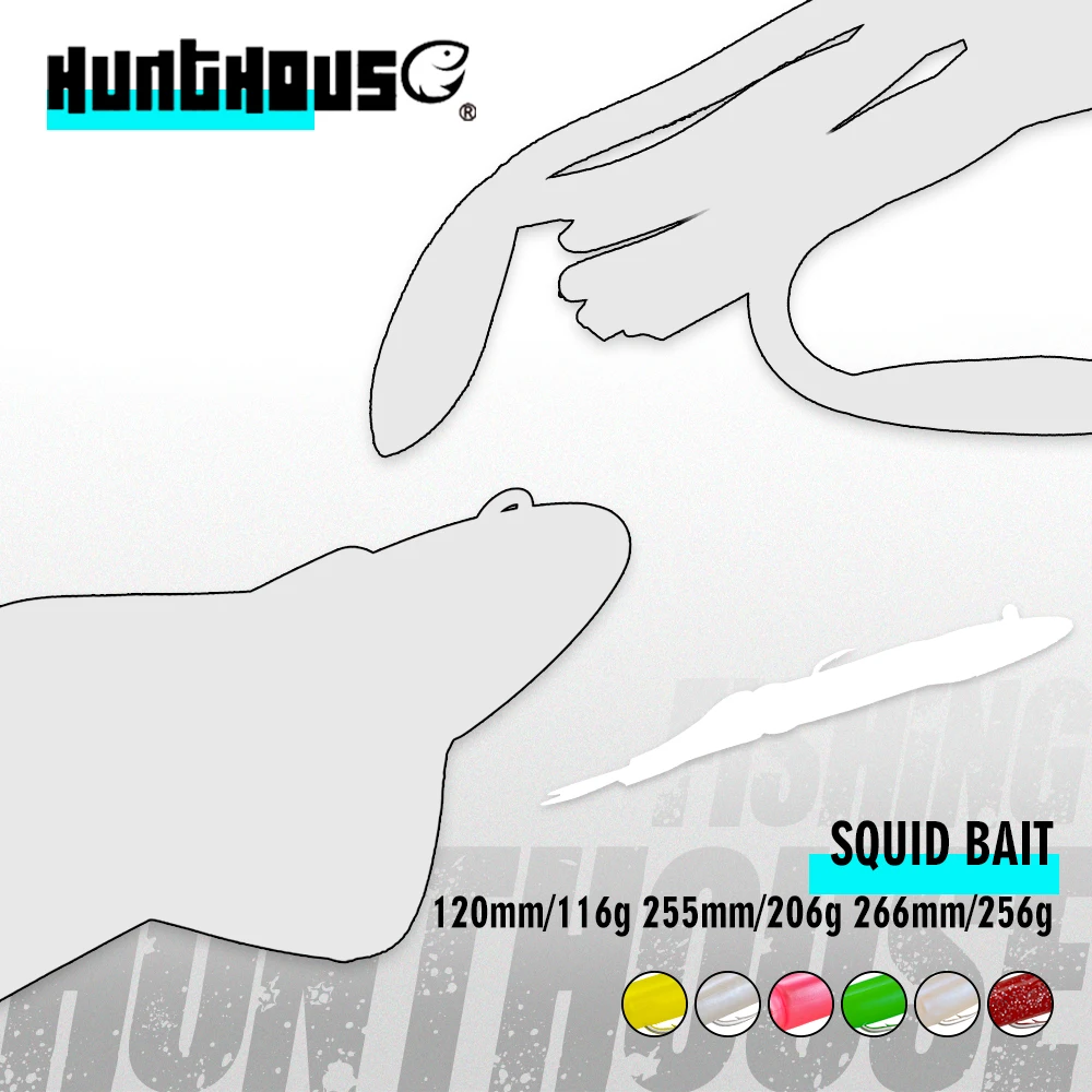 

Hunthouse Jig Head Soft Lure Body 107mm Total Weight 116g/206g/256g Silicone Lure Squid Imitating Bait For Tuna GT Fish Tackle