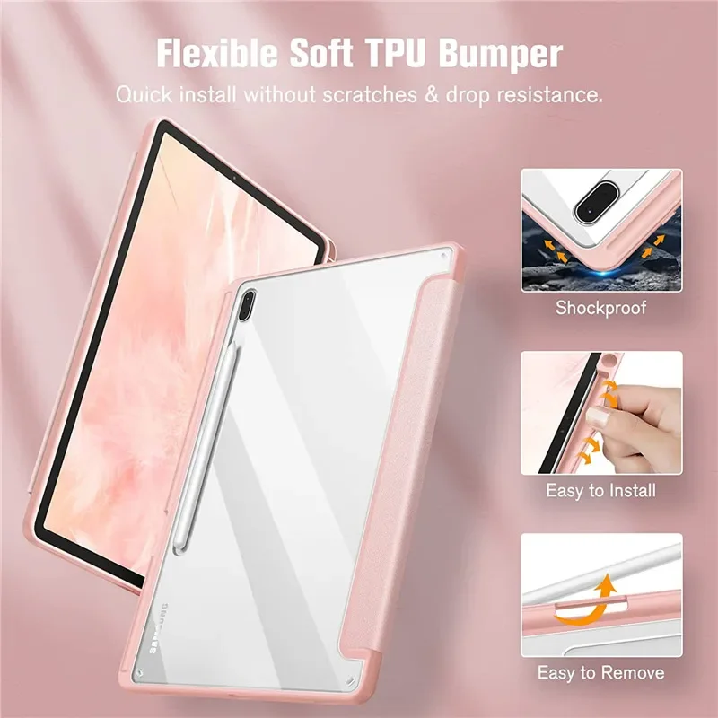 Funda For Samsung Galaxy Tab S9 S8 S7 A9 11 Plus FE 12.4 inch Pencil Holder Tablet Case Cover For Tab S6 Lite P610 A8 Case Coque