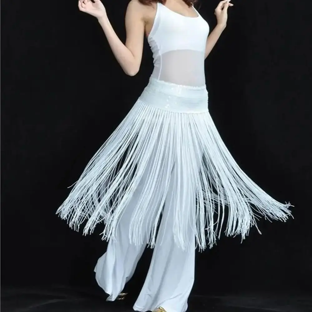 Ceinture de danse du ventre créative paillettes paillettes longues pampilles danse du ventre écharpe de hanche jupe portefeuille classique écharpe de hanche jupe Performance sur scène