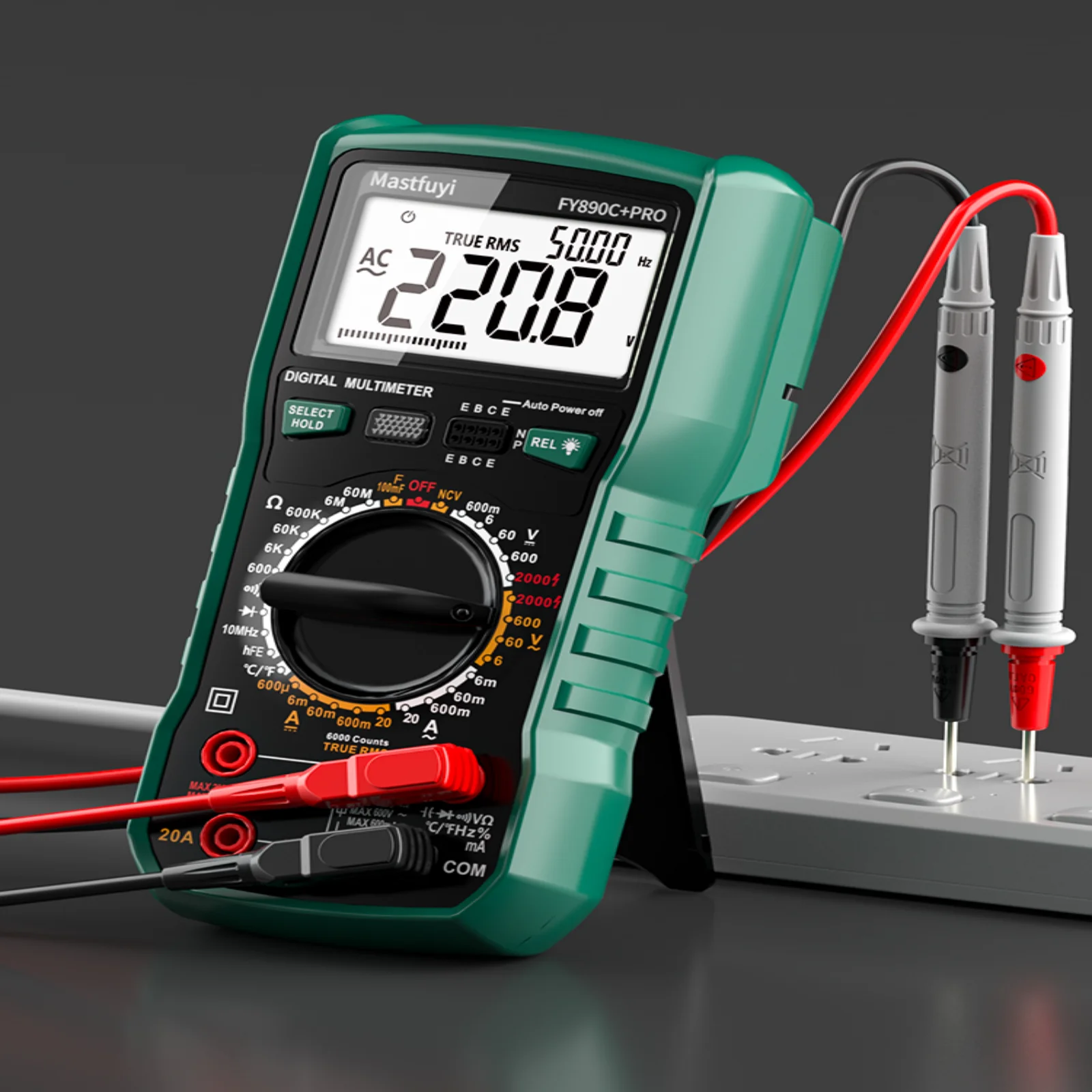 

MASTFUYI Digital Multimeter 6000 Count AC/DC 2000V/20A True RMS Temperature Tester for Electrician Photovoltaic Mining 2025 New