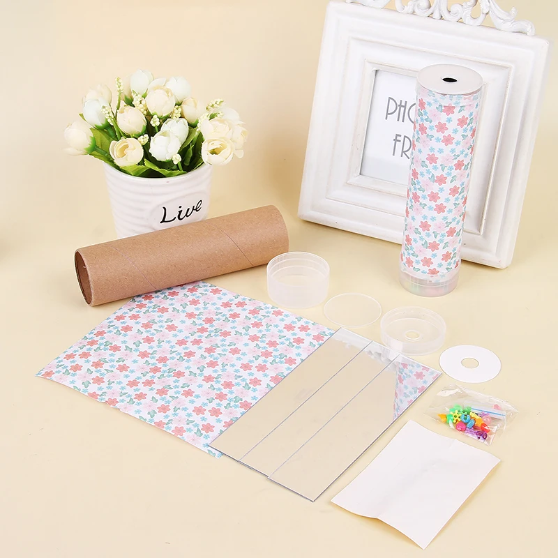 【BS】DIY Rotating Kaleidoscope Material Kit Kindergarten Scientific Experiment Teaching Tools DIY Toys For Children Gifts