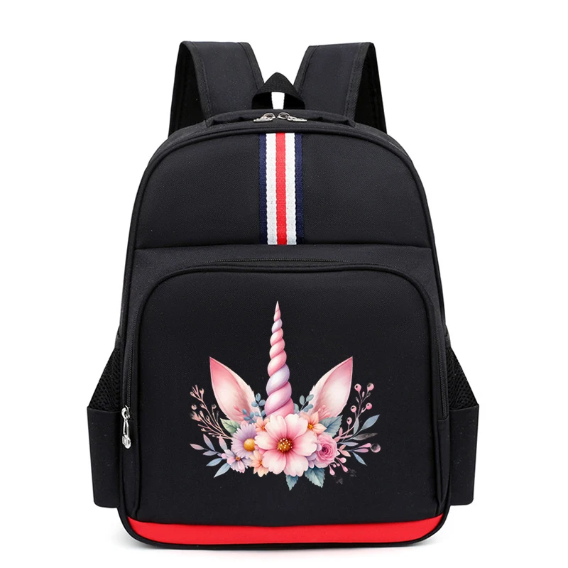 

Floral Unicorn Print Kids Backpack Watercolor Cartoon Style Toddler Bagpack Girl Boy Cute Unicorn Primary Kindergarten Schoolbag