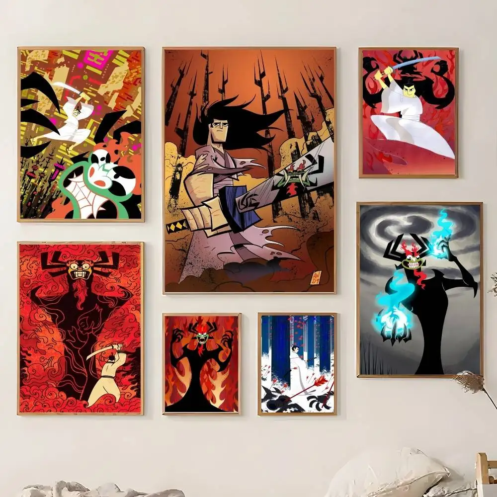 1PC Movie S-Samurai Jack Poster Sticky Wall Art Printing Waterproof Home Living Bed Room Bar Aesthetic Decor