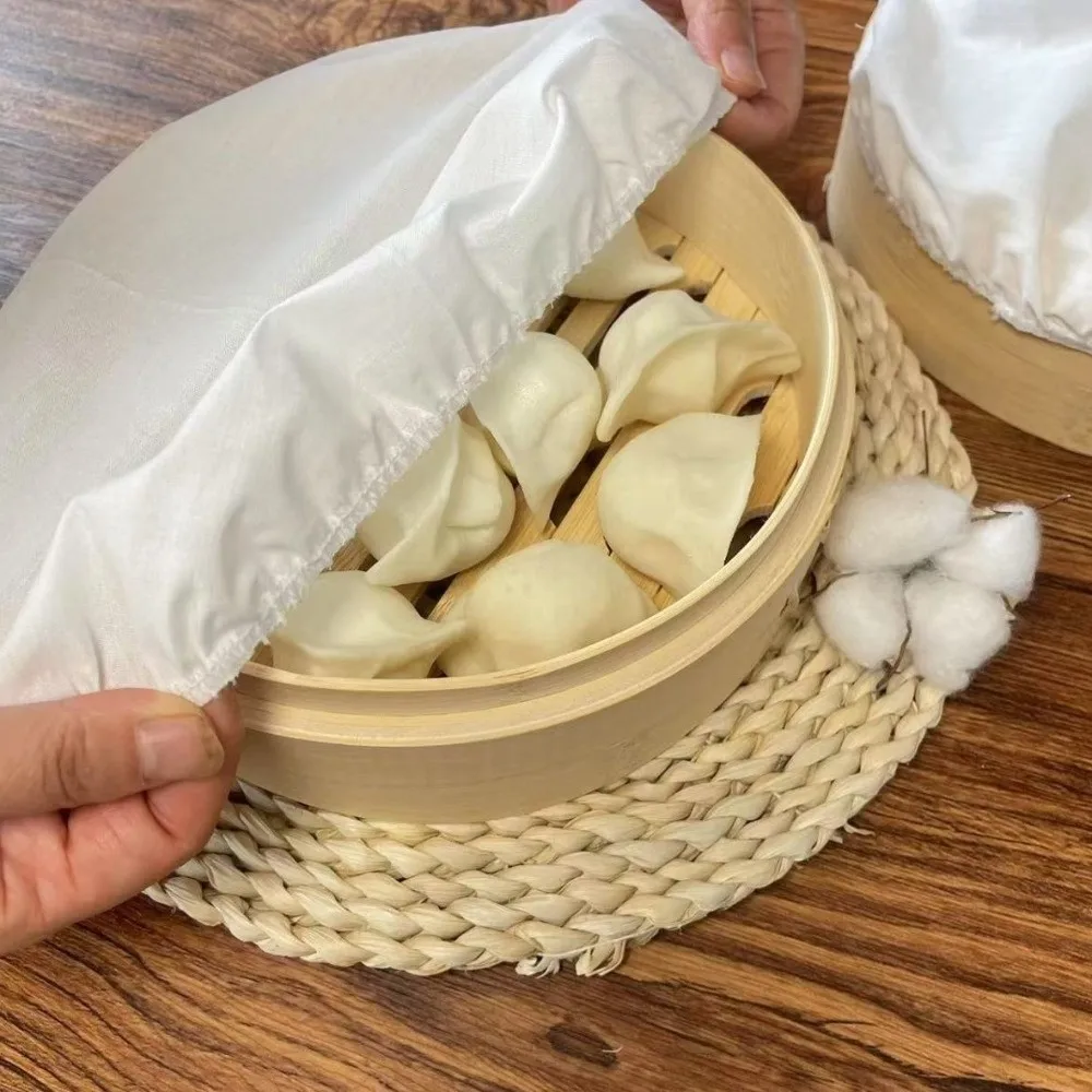 Elastic Design Cotton Lid Cover Absorbent Material Condensation Control Round Lid Protector Heat Resistant Durable Cotton