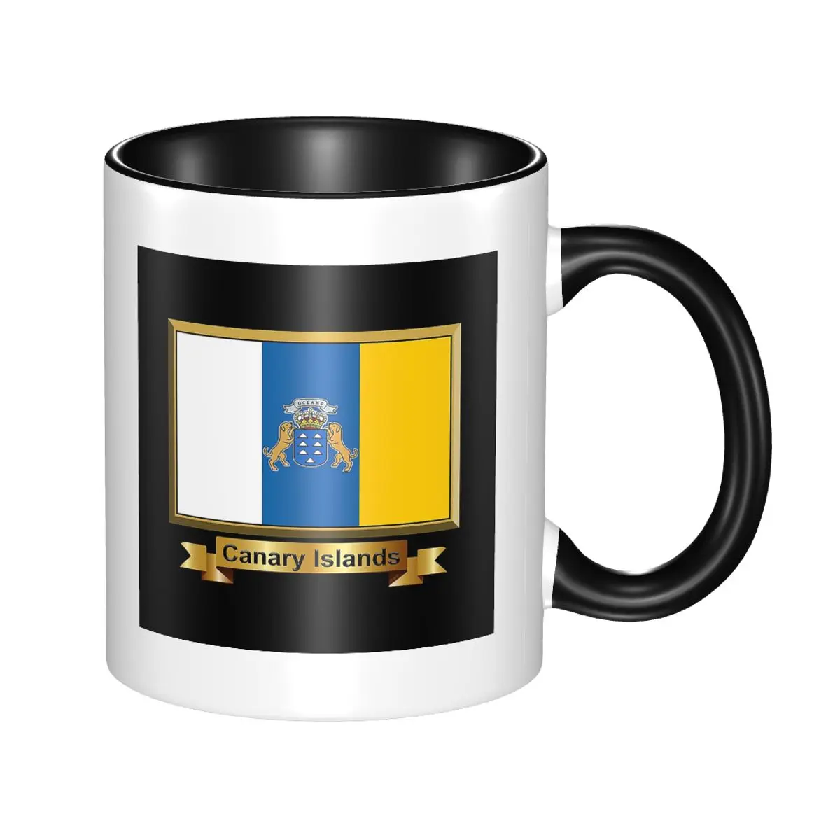 اسبانيا العلم جزر الكناري المحيط القدح مضحك أكواب القهوة السيراميك أكواب الشاي كوب حليب درينكوير هدايا للمرأة رجل #3