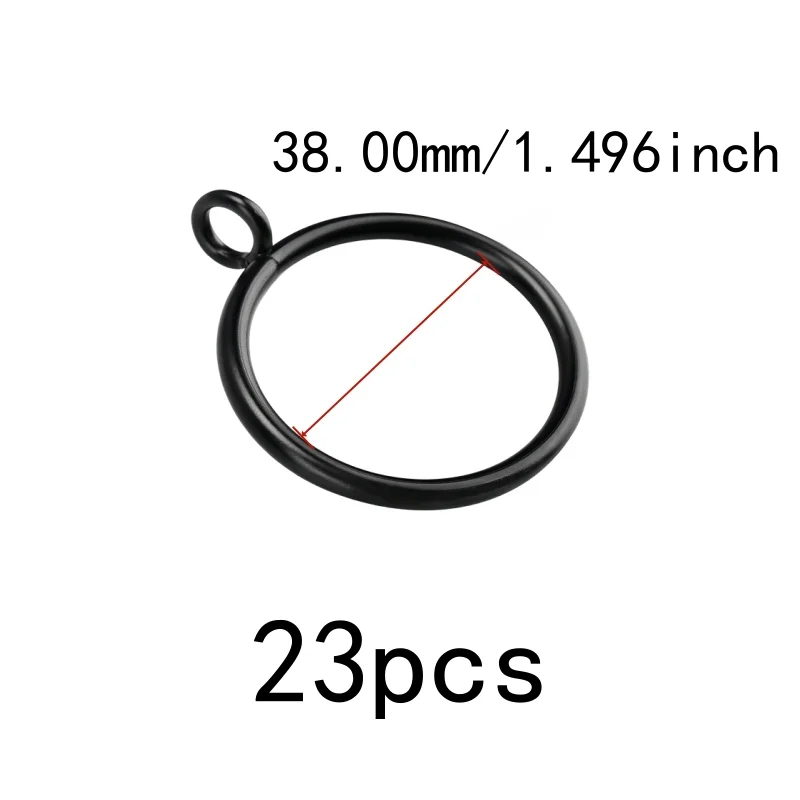 23 pcs 38mm Iron Drapery Rings, Black Iron Material, Bedroom Blackout Drapery Bathroom Shower Panel, Smooth Sliding On Rod