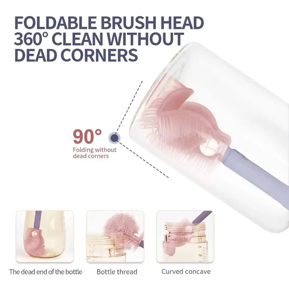 

Portable Bottle Cleaning Brush Set Compact Travel Size Nipple Straw Cleaner Kit Flexible Brushes Nylon Sponge Bottle Brush Set