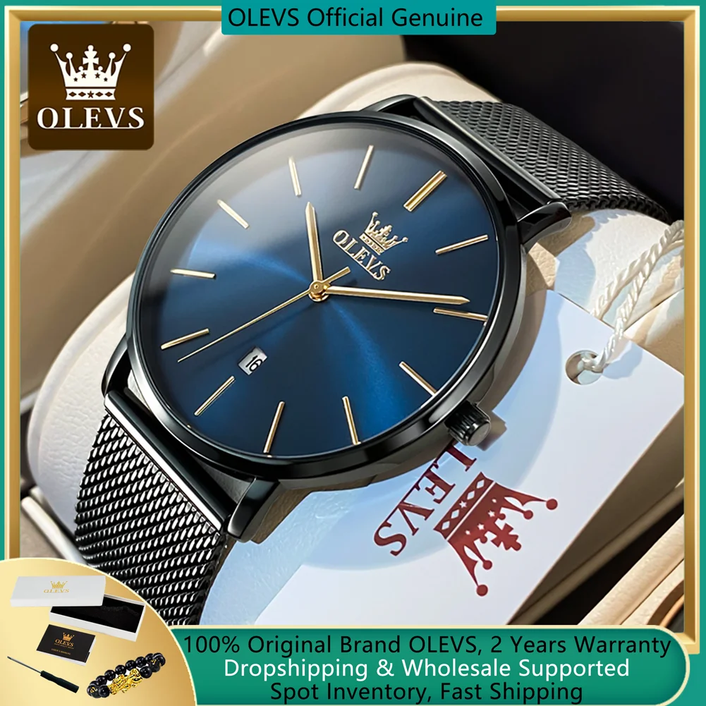 OLEVS New Watch for Men Minimalist Ultra Thin Fashion Casual Analog Quartz Date Watch Simple Big Face Dress Waterproof Watch5869