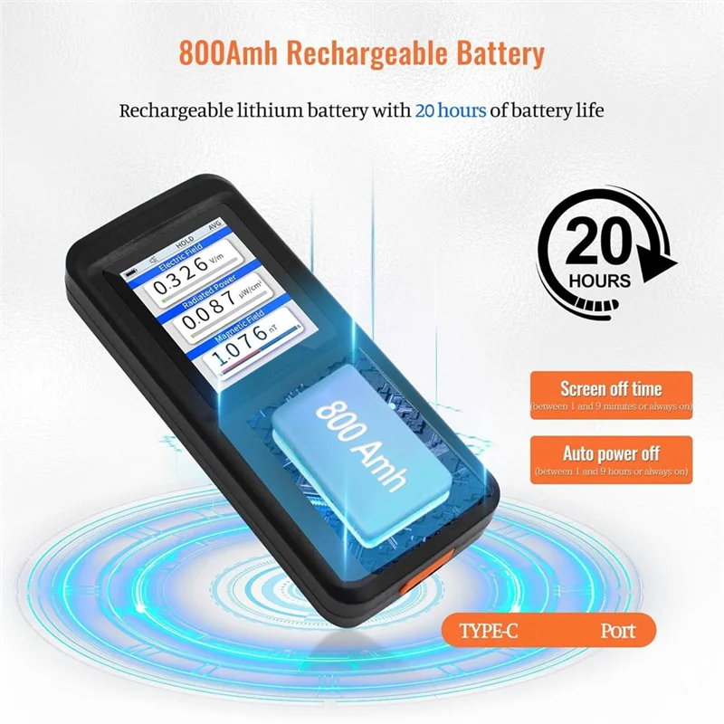 เครื่องวัดรังสีสนามแม่เหล็กไฟฟ้าแบบดิจิตอลแบบชาร์จไฟได้เครื่องตรวจจับ EMF แบบดิจิตอล LCD แบบมือถือ