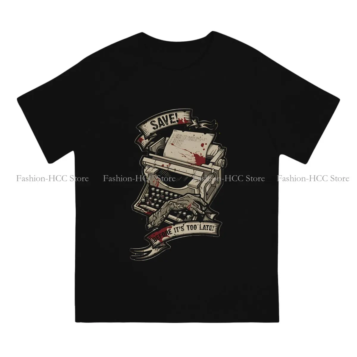 Typewriters Polyester TShirt for Men Save Before It's Too Late Humor Casual Tee T Shirt High Quality Trendy