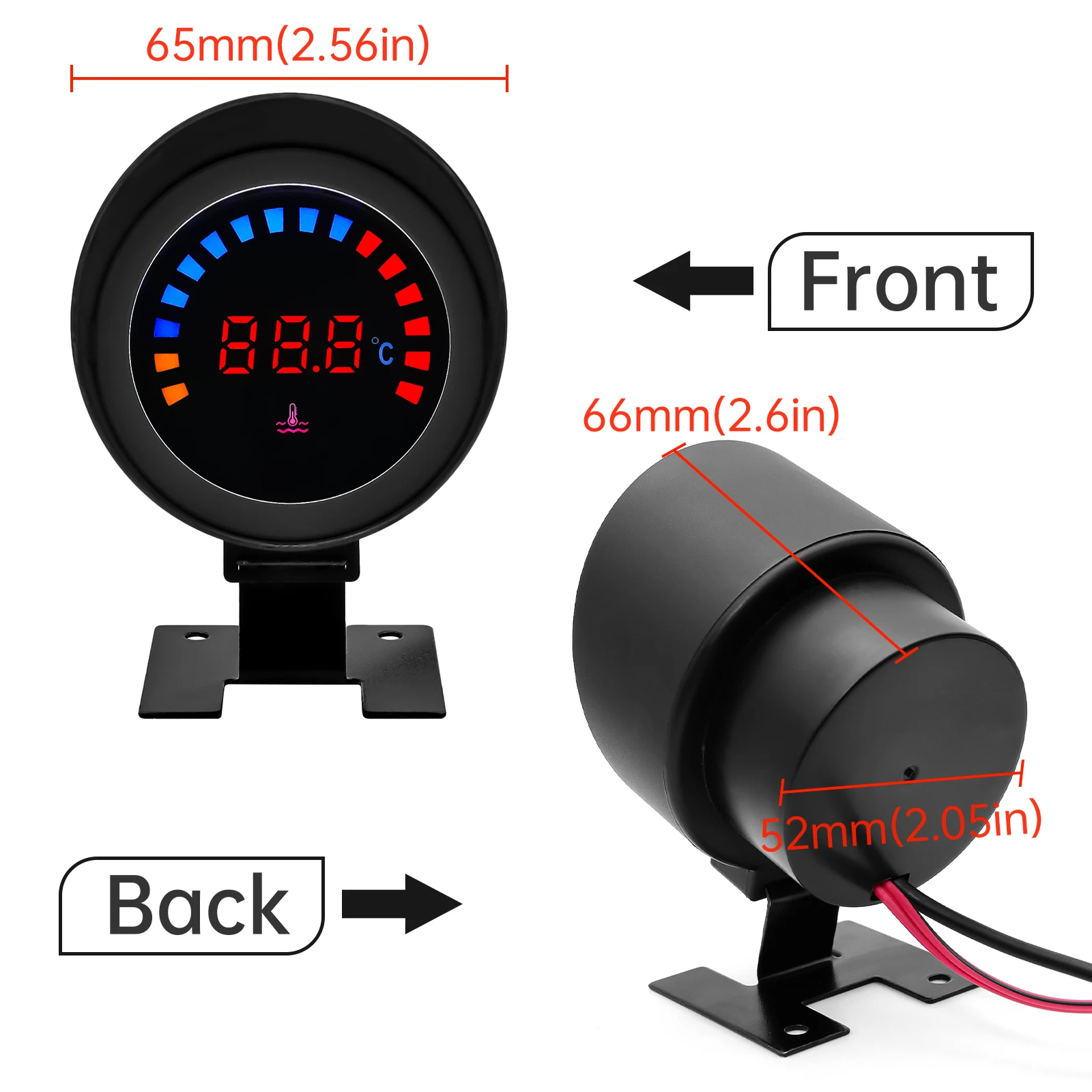 Car Water Temp Gauge With 1/8NPT 10MM Car Temperature Sensor LED Light Thermometer Temperature Meter For Car Racing 12/24V