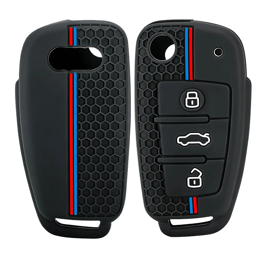 New Sale Silicone Key Case Cover Shell for Audi A4 B7 A6 C6 4f 8v A3 8p A1 A3 Accessories Auto Remote Key Holder 3 Button Jacket