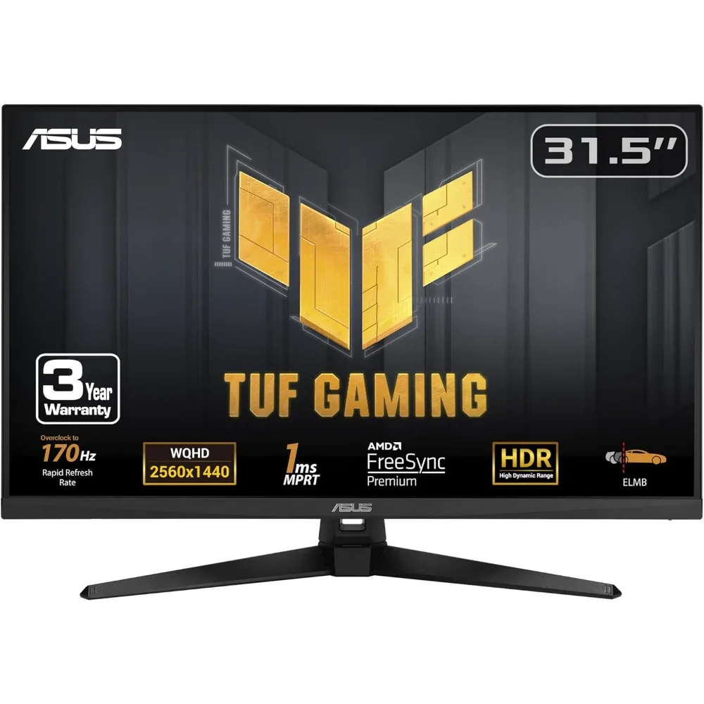 TUF Gaming 31.5” 1440P HDR Monitor (VG32AQA1A) - QHD (2560 x 1440), 170Hz, 1ms, Extreme Low Motion Blur, FreeSync