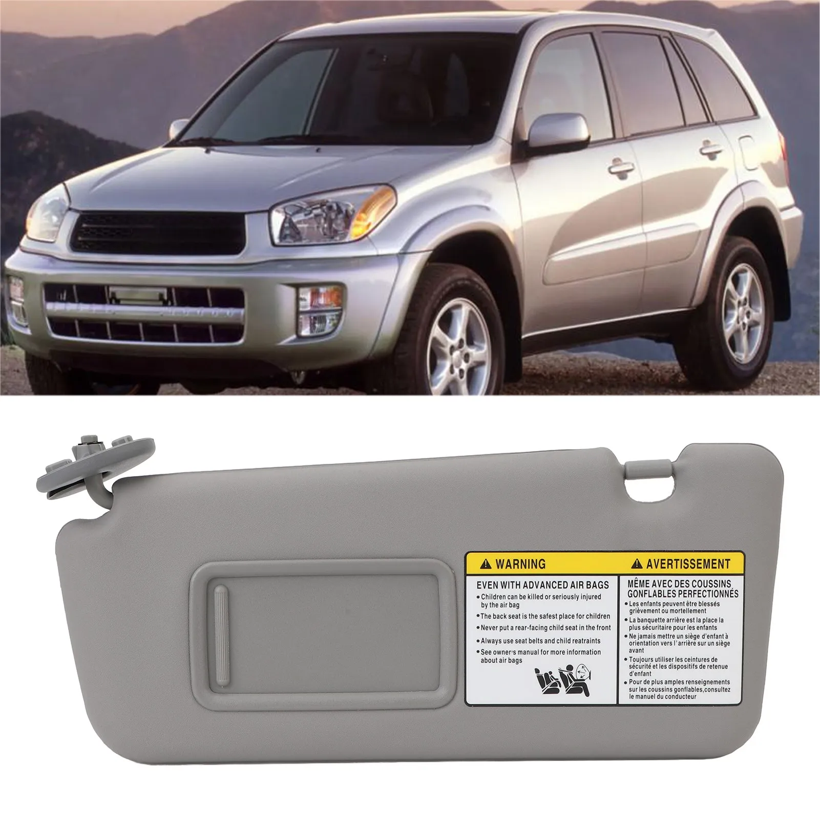 74320 42420 B0 Colorfast Cracking Resistance Left Driver Side UV Proof Sun  Gray with Makeup Mirror for  2004 To 2005