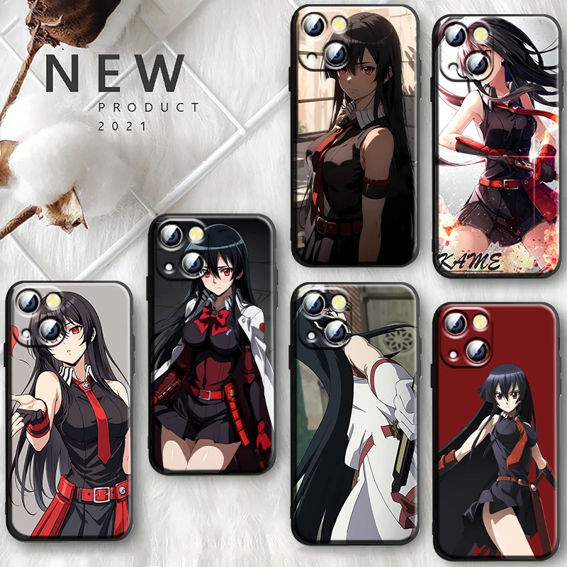 Anime Akame Ga Kill Apple iPhone Case For 16 15 14 13 12 11 Mini XS XR X Pro Max Plus Black Soft Cover