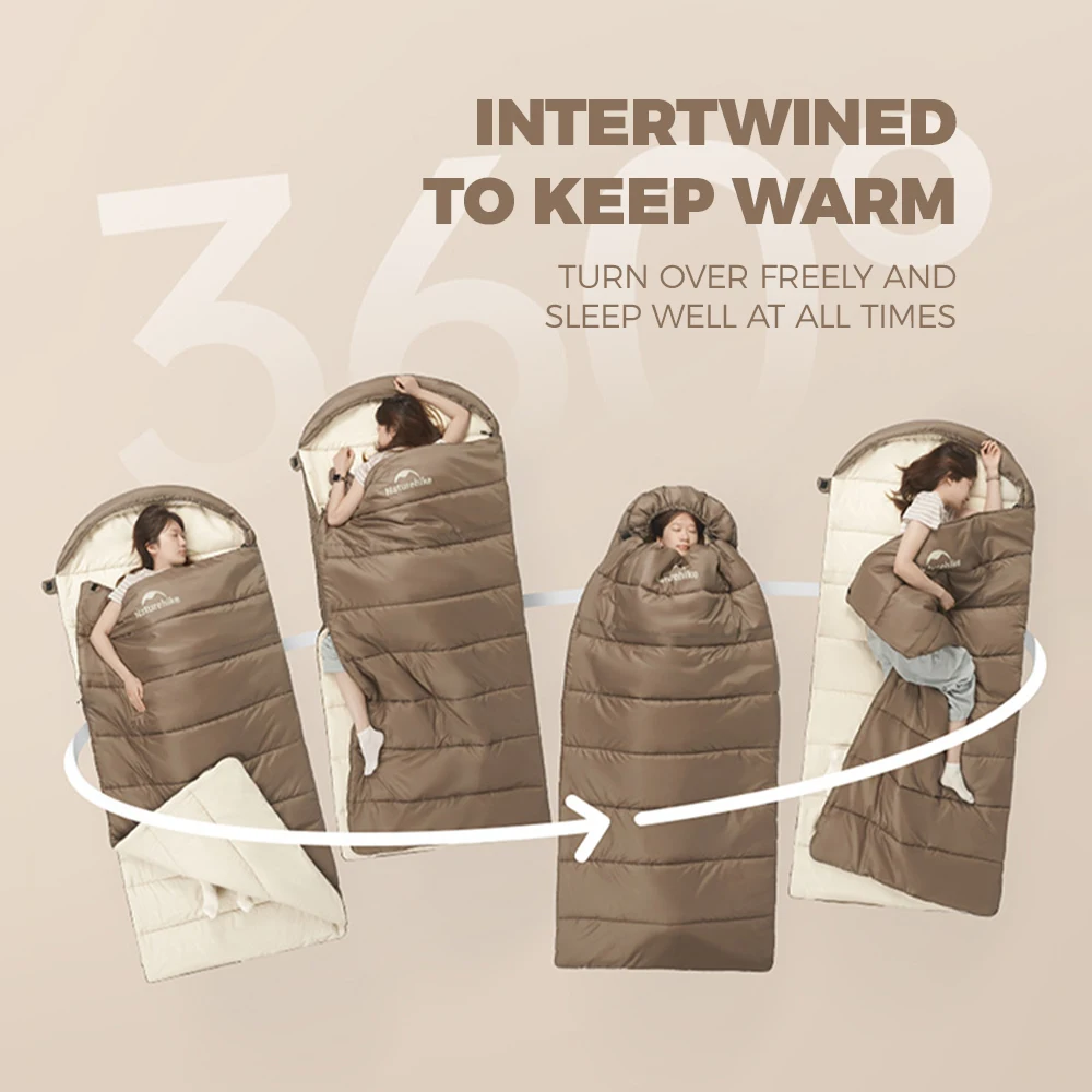 Naturehike Sleeping Bag U Series Skin-Friendly Ultralight 100cm Wide Double Easy Carry Machine Washable Fully Wrapped Sleeping
