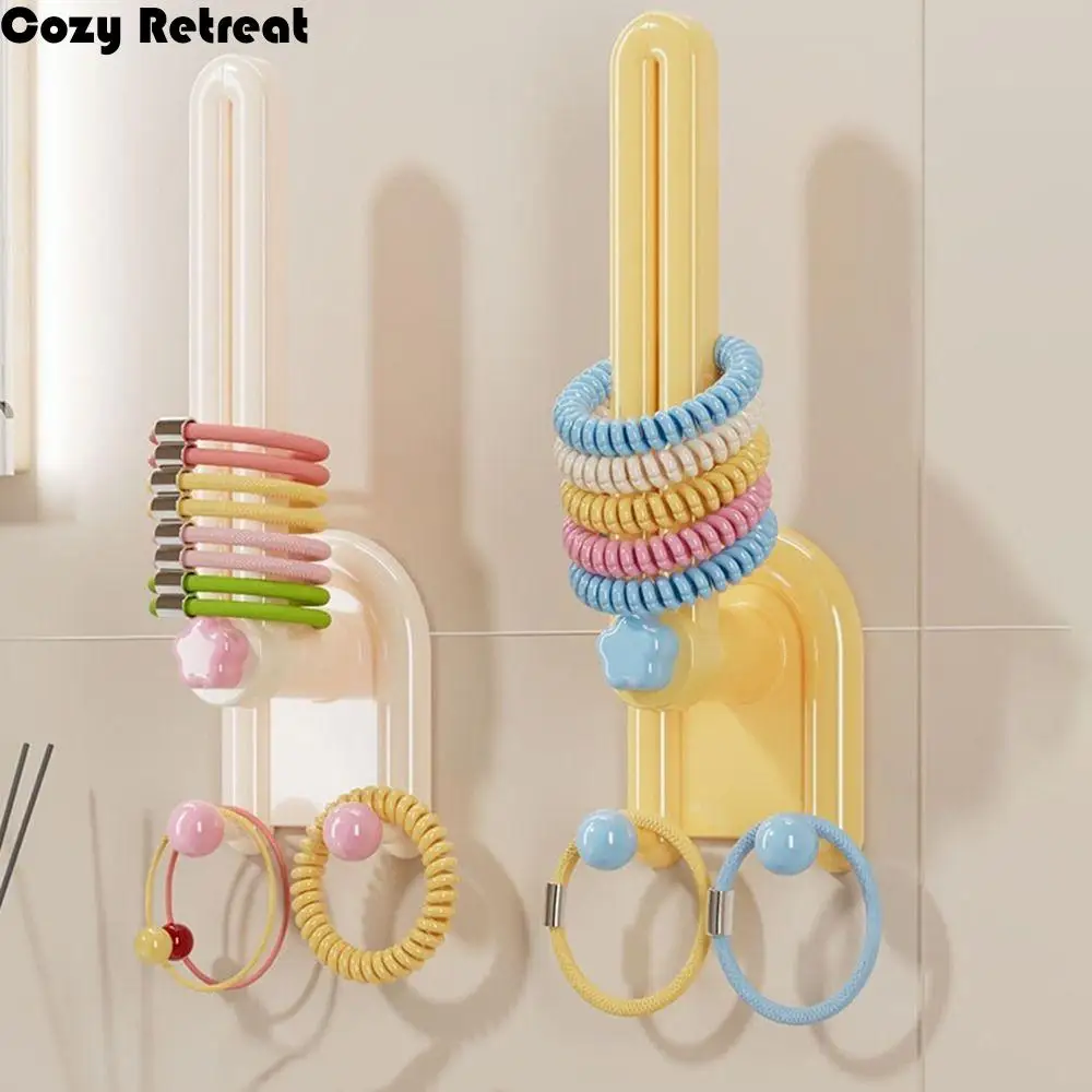 2Pcs Plastic Hairband Storage Hook Space Saving L-Shape Hair Rope Storage Rack Waterproof Scrunchies Storage Rack Kitchen