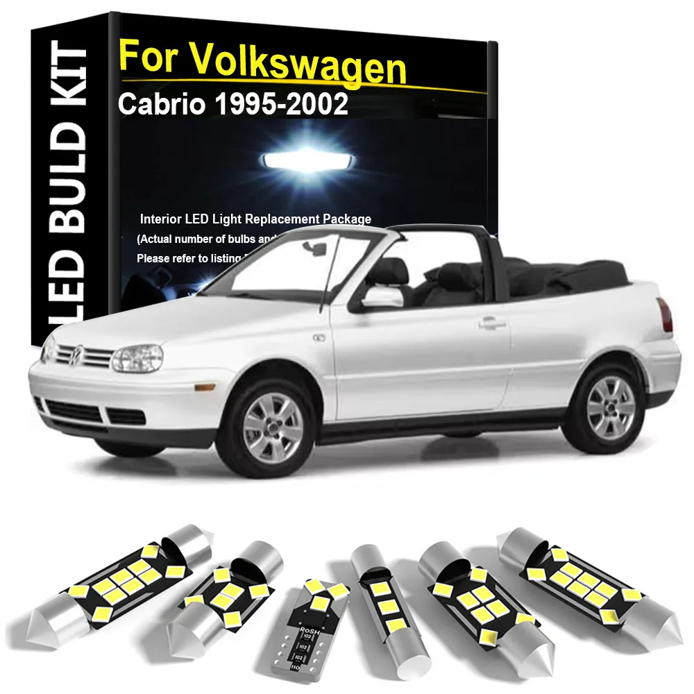 

Car Interior Light LED 9Pcs For VW Volkswagen Cabrio 1995 1996 1997 1998 1999 2000 2001 2002 Dome Map Vanity Mirror Light Canbus