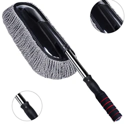 Car Wash Mop Telescopic Handle Nanofiber Wax Mop Dust Removal Soft Hair Mop Car Brush Car Wash Cleaning Tool Car Supplies