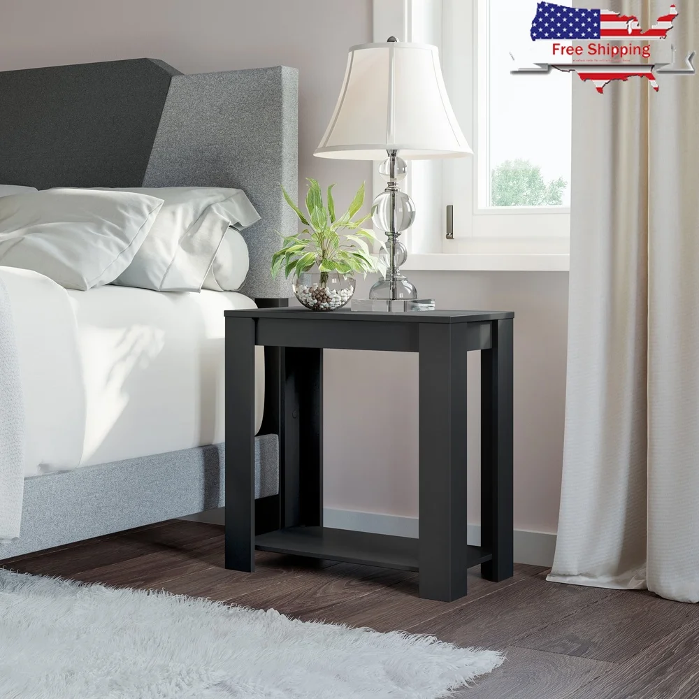 

Versatile Open Storage Nightstand MDF Construction Easy Assembly Space Saving Design Perfect Bedroom Living Room Home Decor