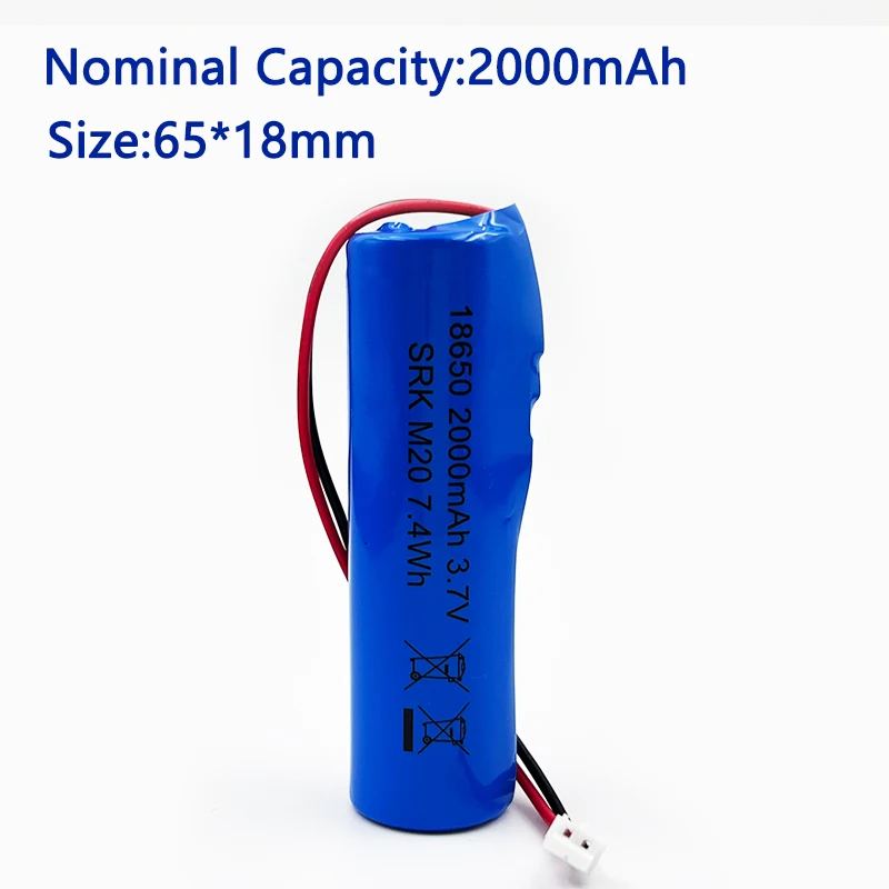 3.7V Lithium Battery Pack 18650 2000mAh for Fishing LED Light Bluetooth Speaker Emergency DIY batteries