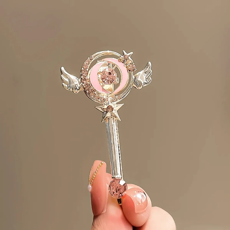 Anime Card Captor SAKURA Hair Accessories Kawaii Girls Magic Wand Hair Clip Cosplay Props Angel Wings Headdress