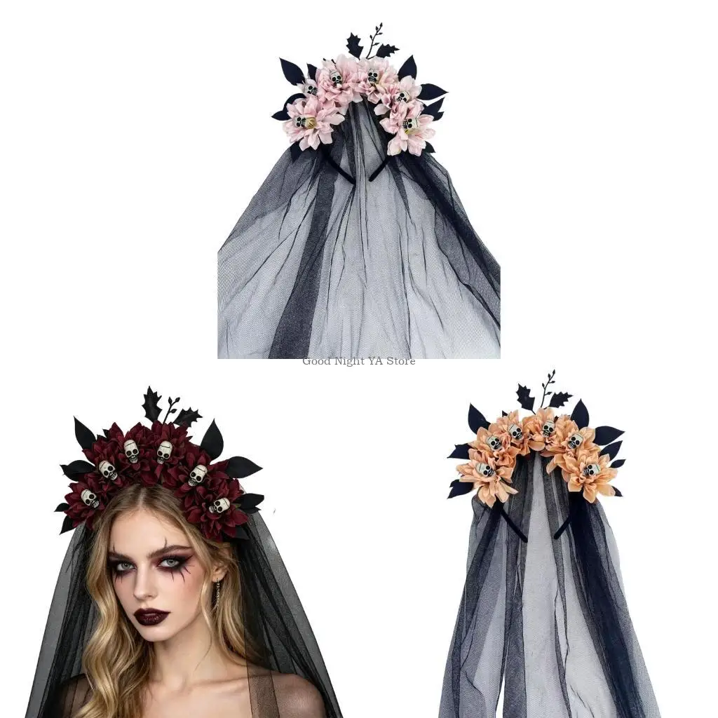 Elegant Witch Hat Veil Headpiece Dark Halloween Dressing Up Props