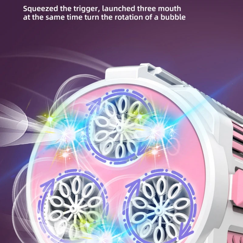 N Hole Electric Automatic Space Bubble Gun Toy for Children Outdoor Party Game Bubble Machine Gun with Sound Light Kids Gifts