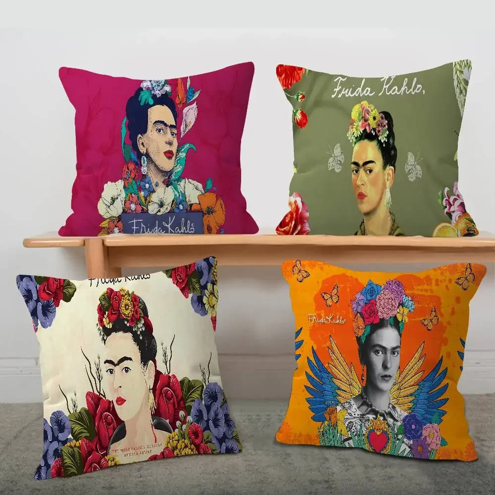 Mexican F-Fridas Pillow Covers Cartoon Sofa Decorative Home Double-sided Printing Short Plush Cute Cushion Cover