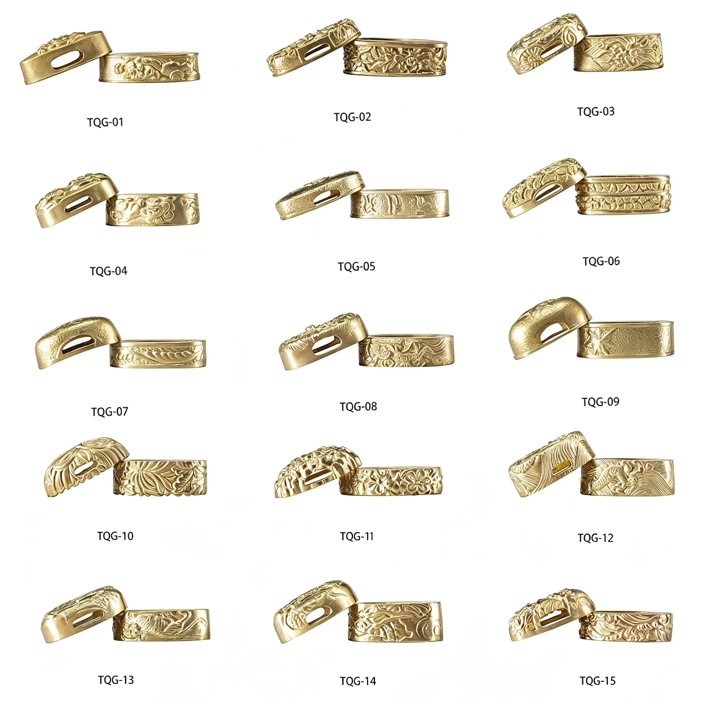 Japanese Katana Tsuka Handle Collar & Pommel Cap Solid Brass Fuchi Kashira Set DIY Sword Hilt Replacement Fittings