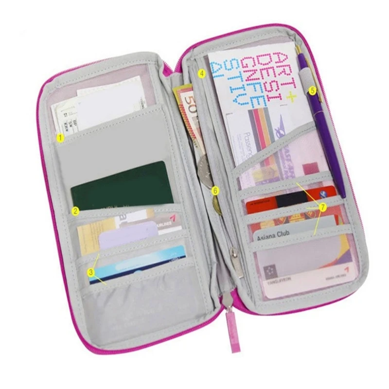 Portable Travel Document Organizer Bag Credit Card Holder Cash Bag Women Men Large Capacity Passport Wallet for Tickets Card