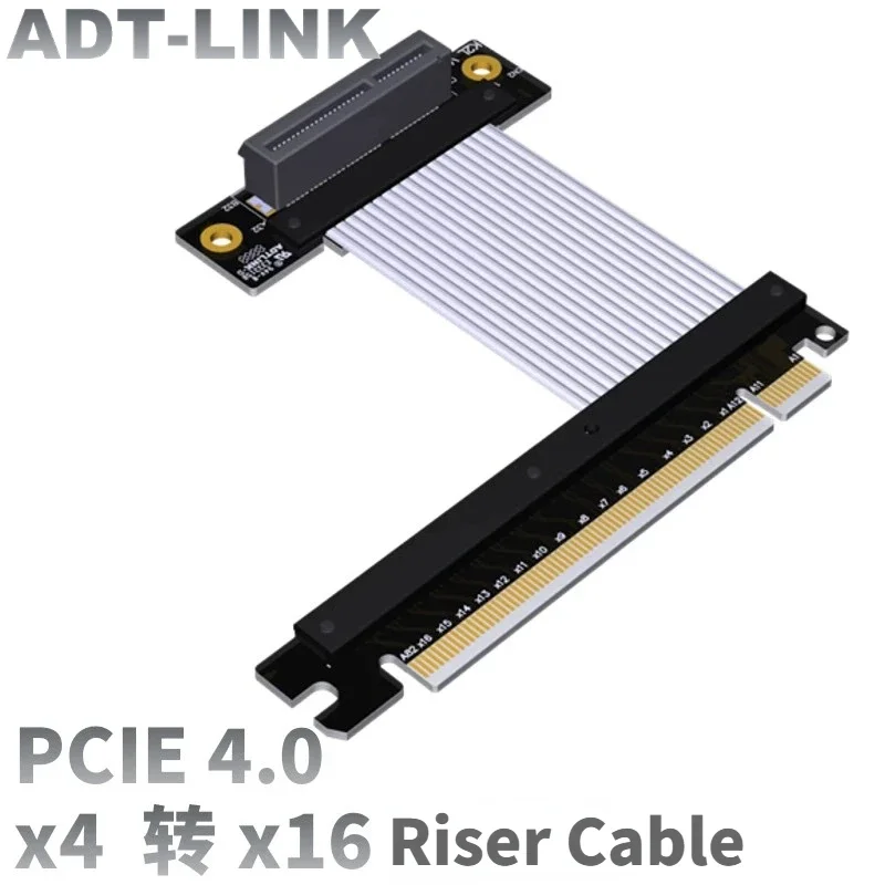 ADT-Link New PCIe Riser 4.0 PCI Express X4 Card to X16 Slot Riser Extender Adapter PCI-E 4x Female to 16x Male for GPU SSD Gen 4