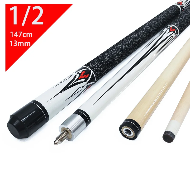 147cm Maple Wood Pool Cue, Black Eight Ball Nine Ball Stick, 1/2 Scale Split Center Joint Billiard Cues, Figure Shaft 13mm Tip